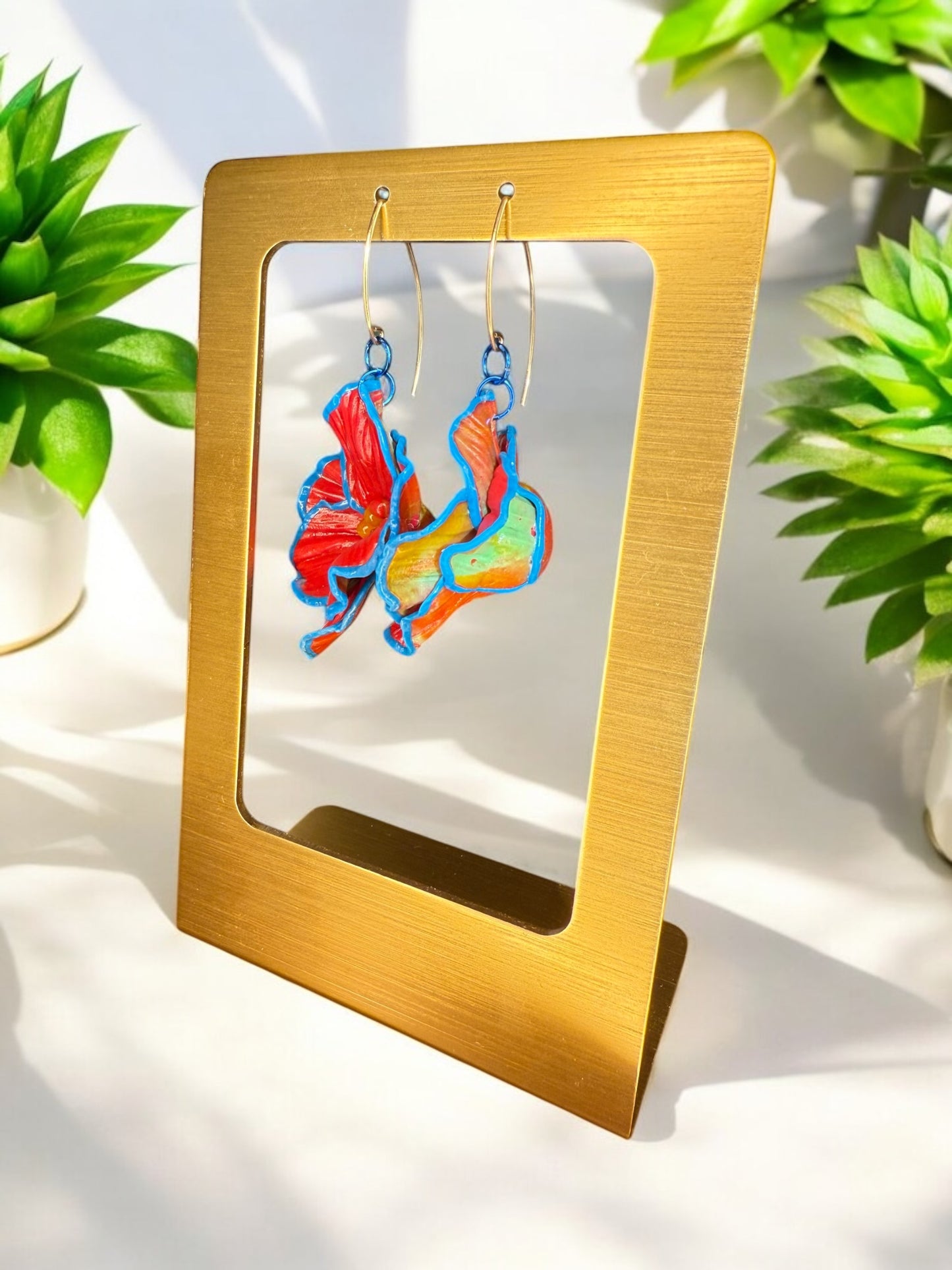 Red Floral Dangles
