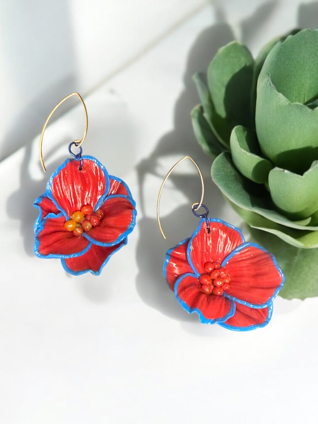 Red Floral Dangles
