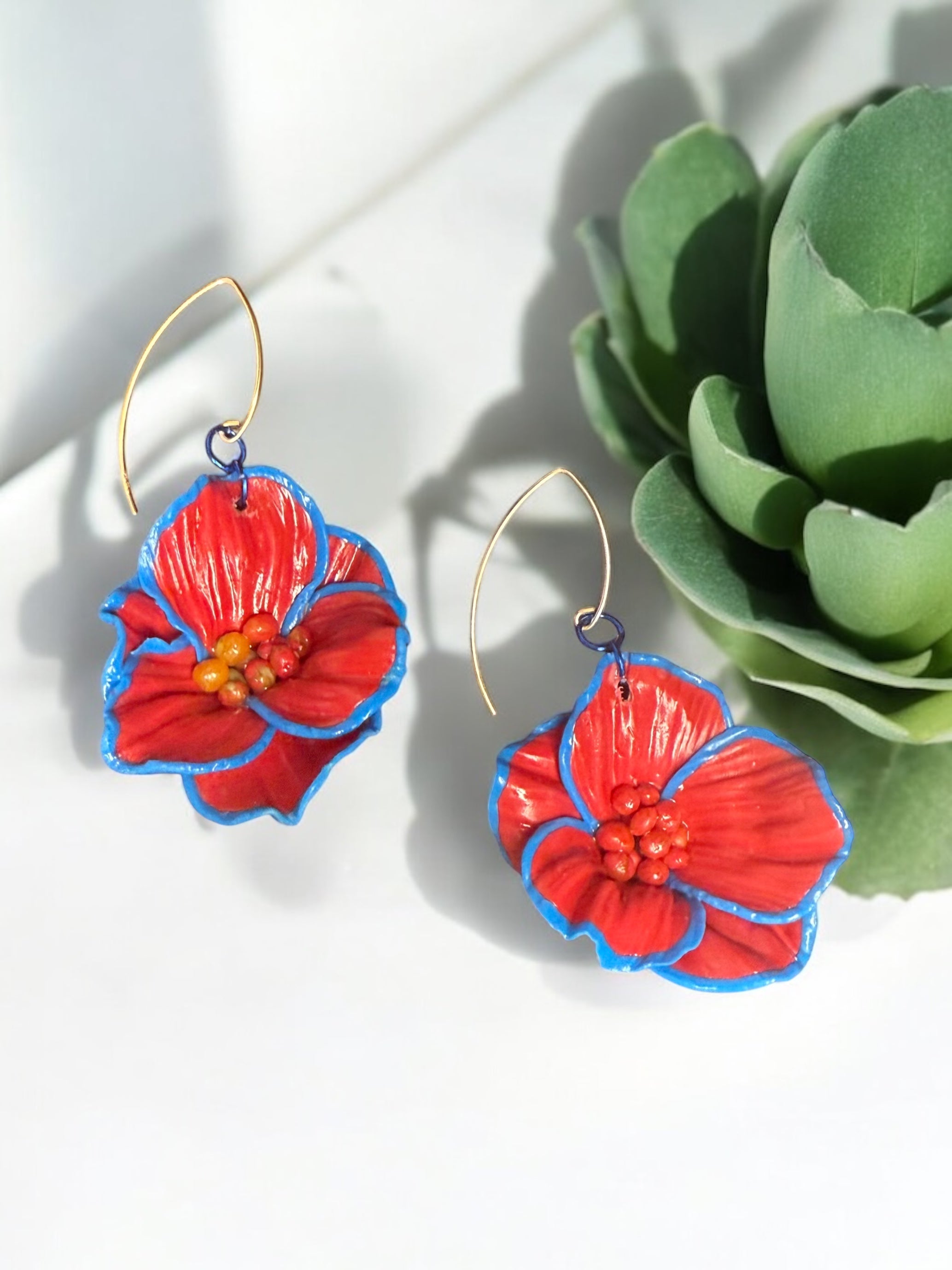 Red Floral Dangles