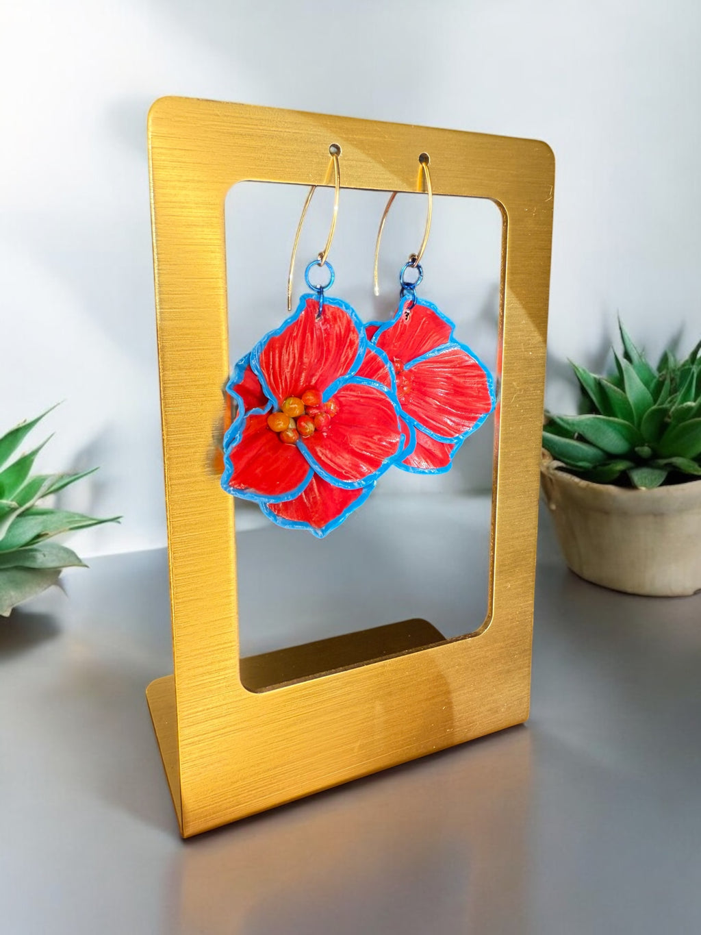 Red Floral Dangles