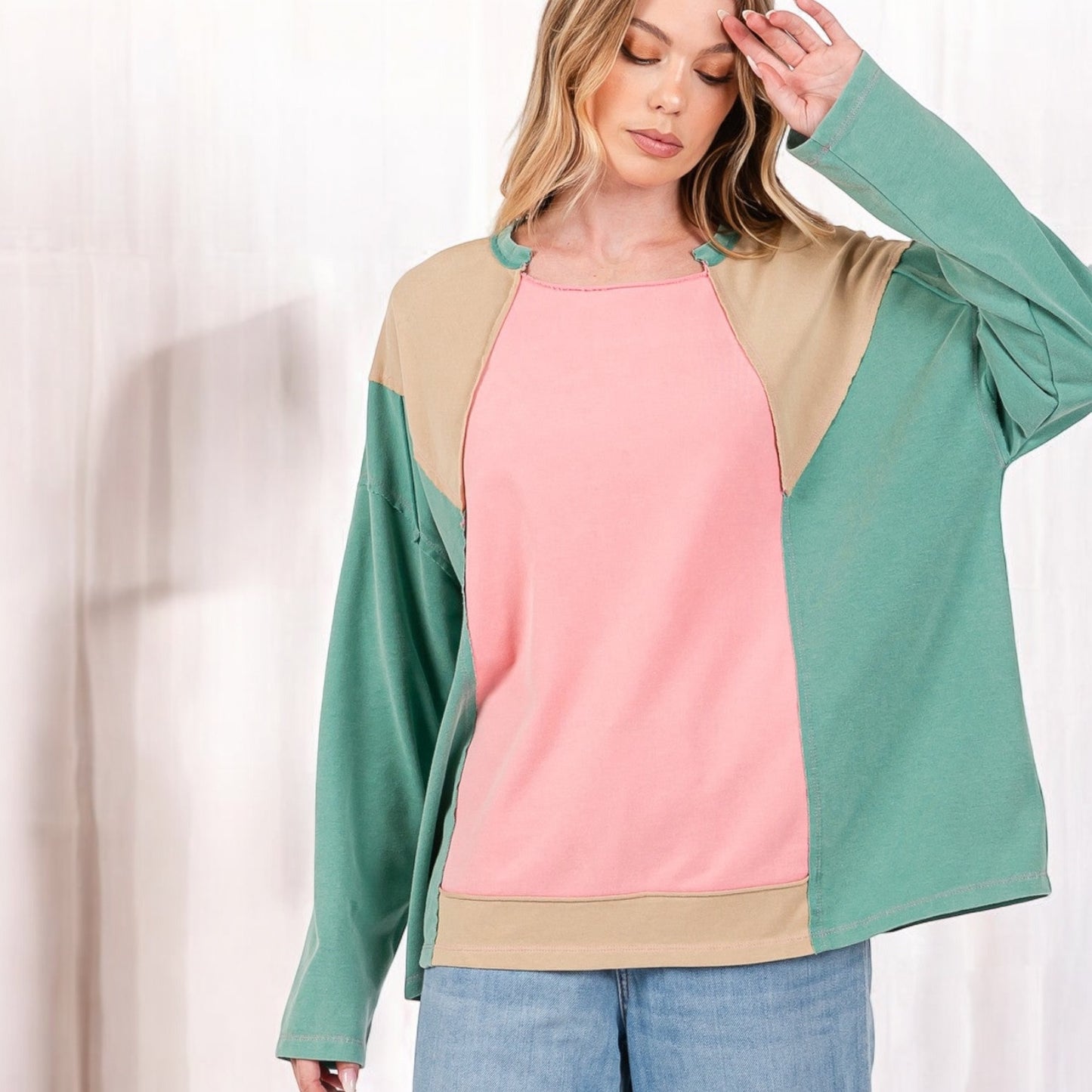 Made Just For You! Mineral Wash Color Block Top