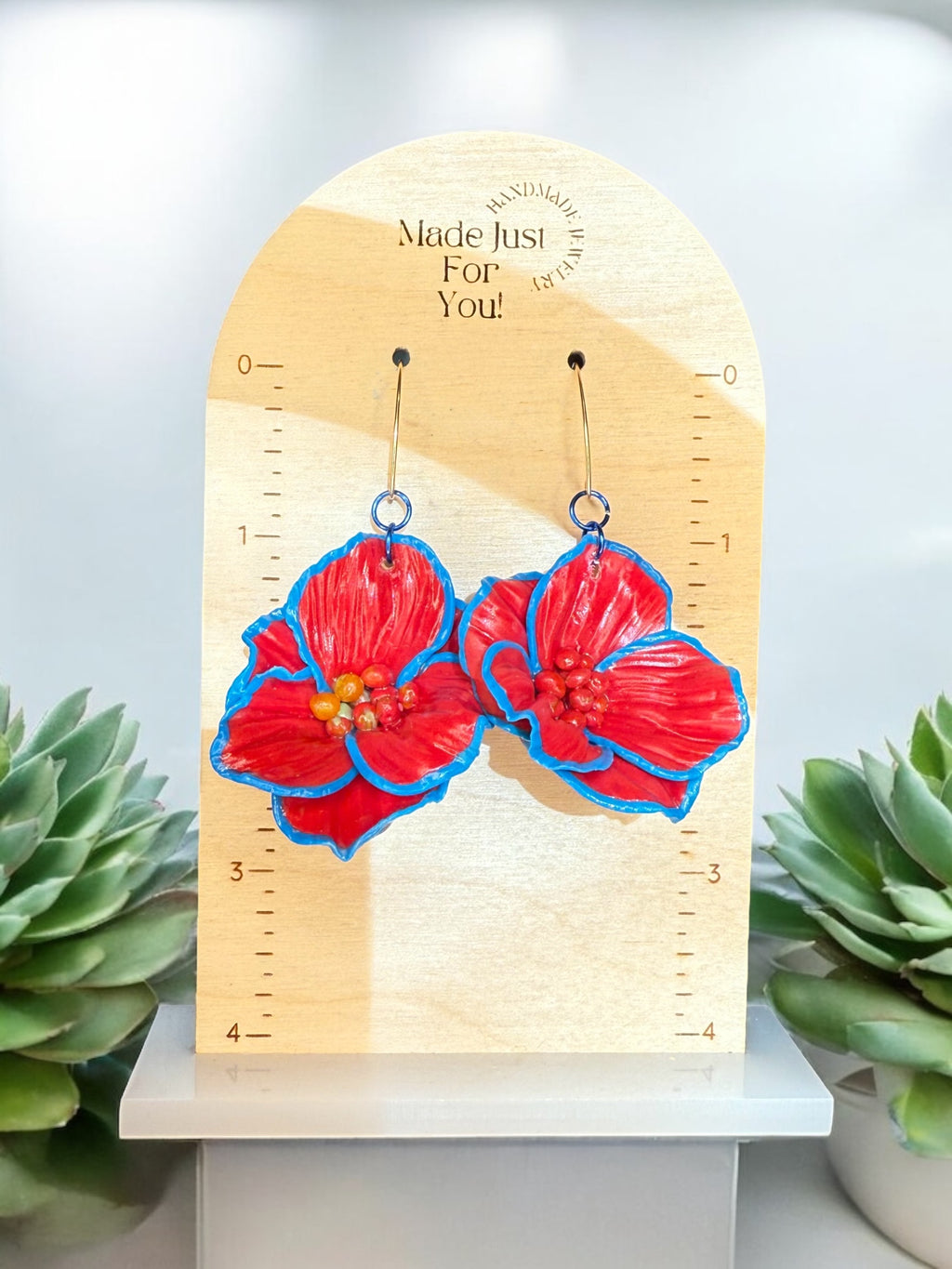 Red Floral Dangles