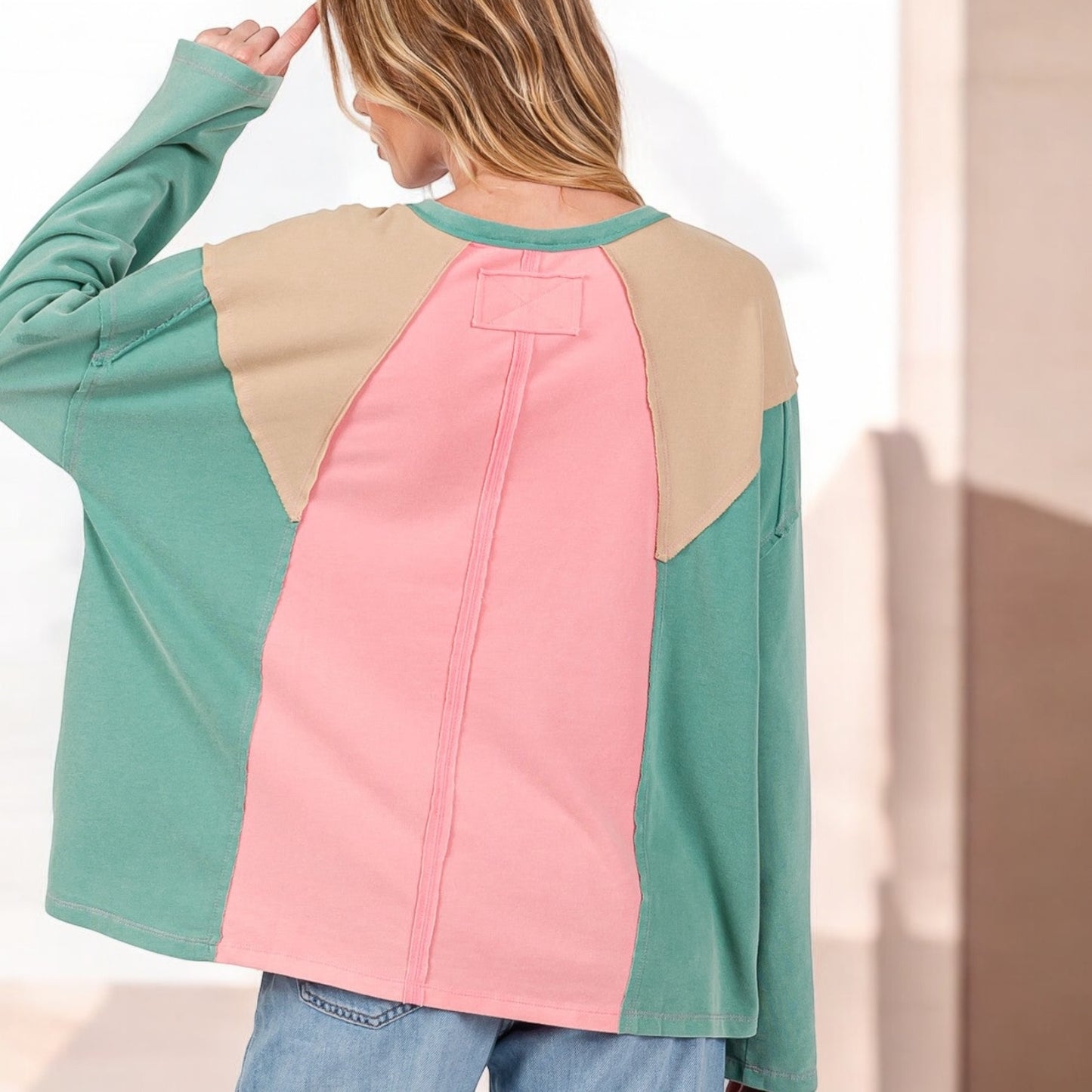 Made Just For You! Mineral Wash Color Block Top