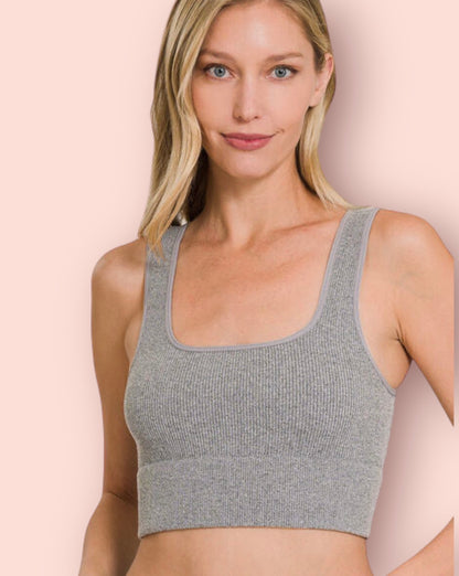 Made Just For You! Zenana Ribbed Square Neck Cropped Tank