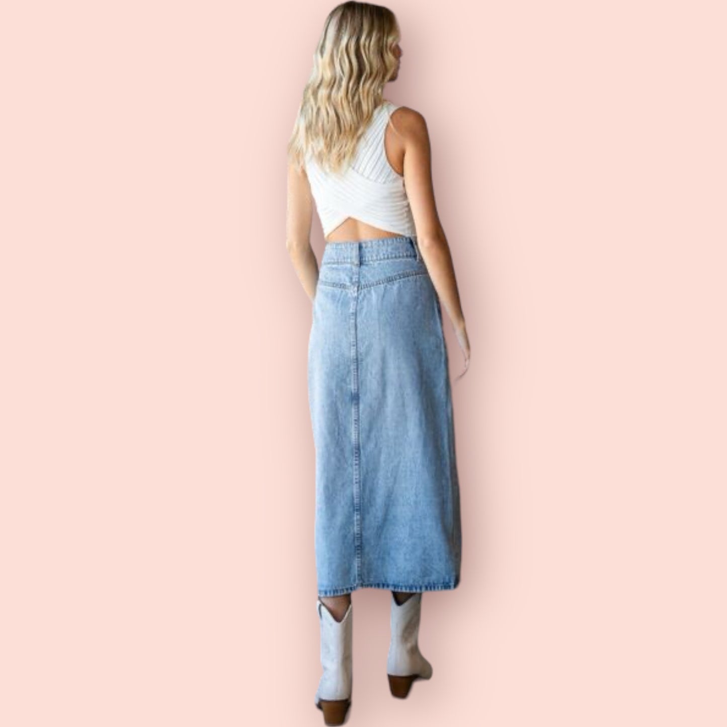 Made Just For You! Veveret Slit Mid Rise Waist Denim Skirt