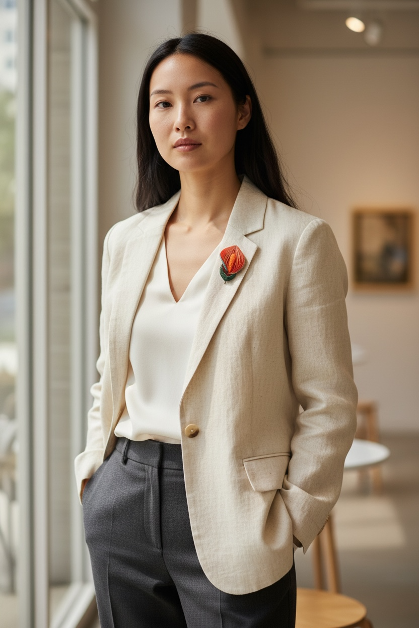 Sunset Anthurium Bloom Brooch
