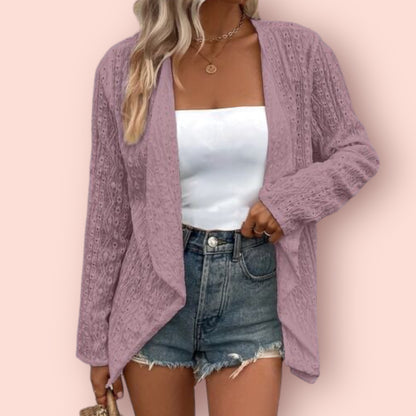 Made Just For You! Eyelet Roll-Tab Sleeve Cardigan