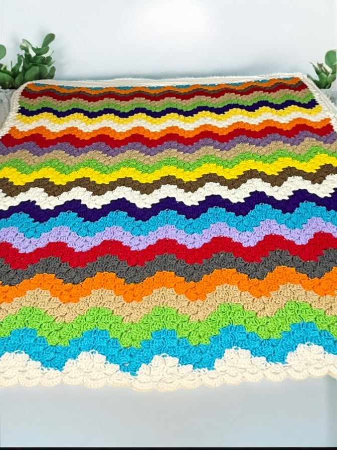 Color Burst Crochet Blanket- Full Size