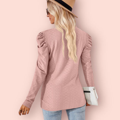 Made Just For You! Round Neck Puff Sleeve Blouse