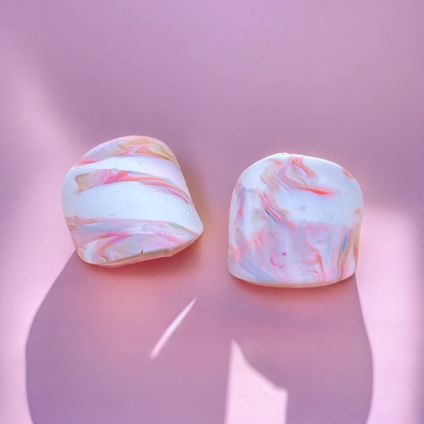 Pink Marble Curve Studs