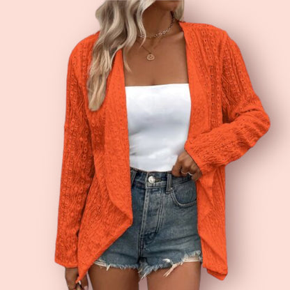 Made Just For You! Eyelet Roll-Tab Sleeve Cardigan