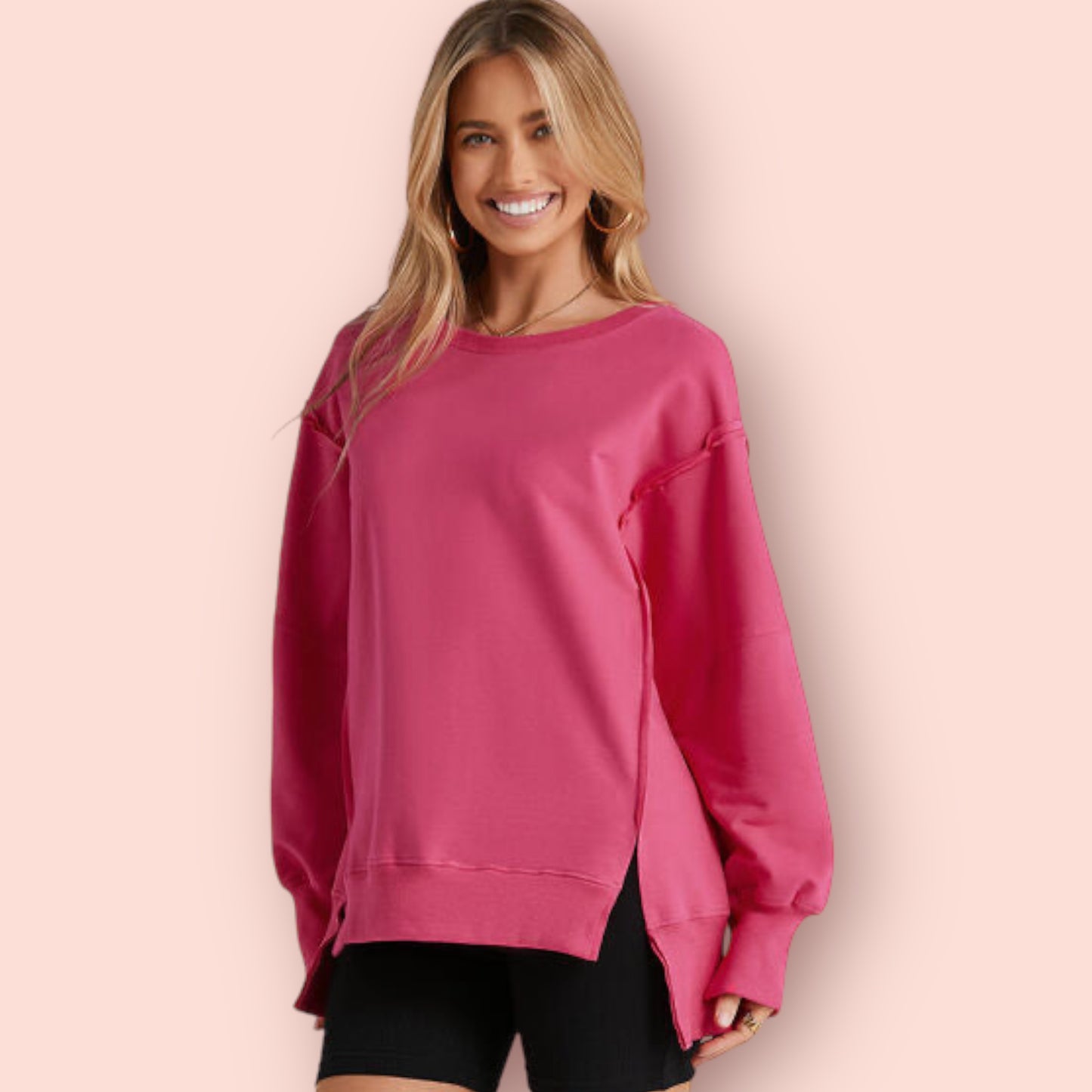 Made Just For You! Pink Round Neck Sweatshirt