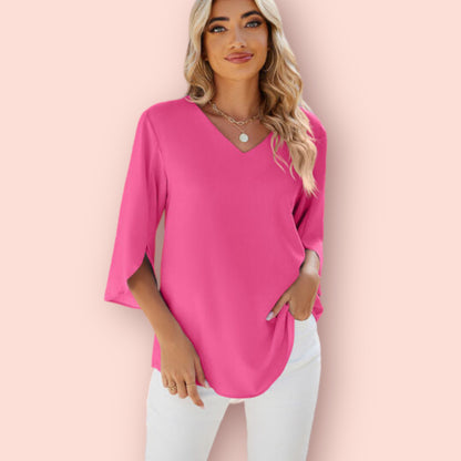 Made Just For You! V-Neck Three-Quarter Sleeve Top