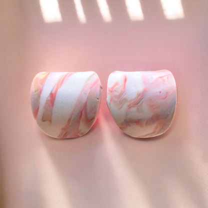 Pink Marble Curve Studs