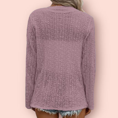 Made Just For You! Eyelet Roll-Tab Sleeve Cardigan