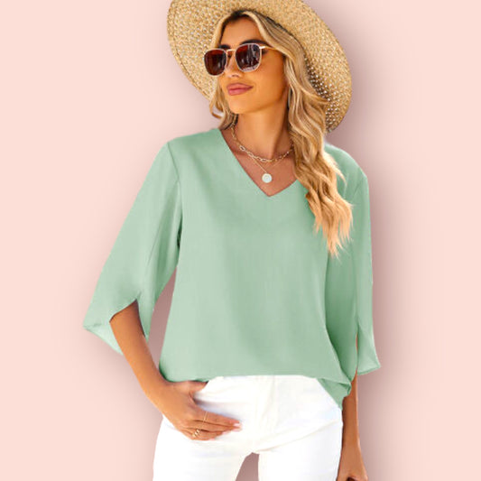 Made Just For You! V-Neck Three-Quarter Sleeve Top