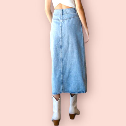 Made Just For You! Veveret Slit Mid Rise Waist Denim Skirt