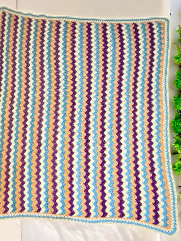 Pastel Shell Crochet Blanket – Full Size