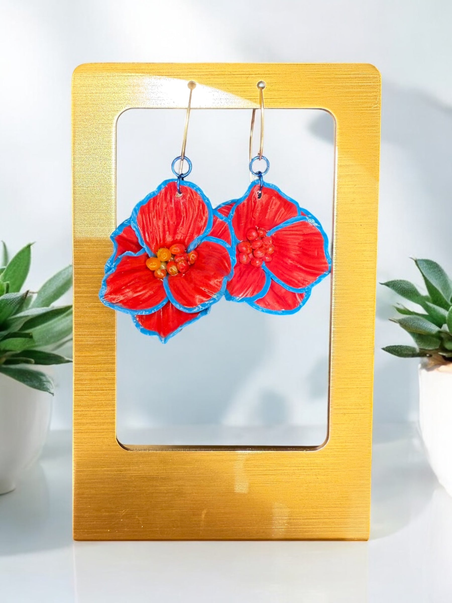 Red Floral Dangles
