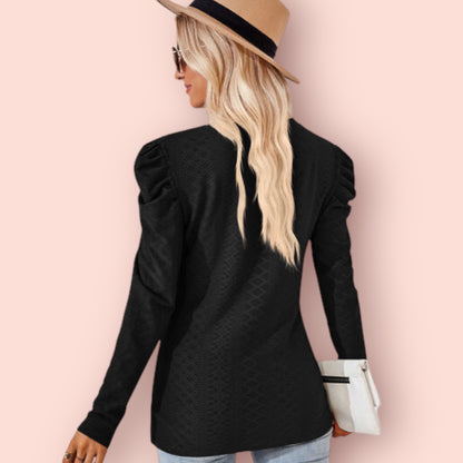 Made Just For You! Round Neck Puff Sleeve Blouse