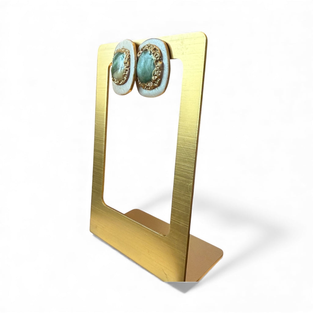 White Green Pearl Earrings