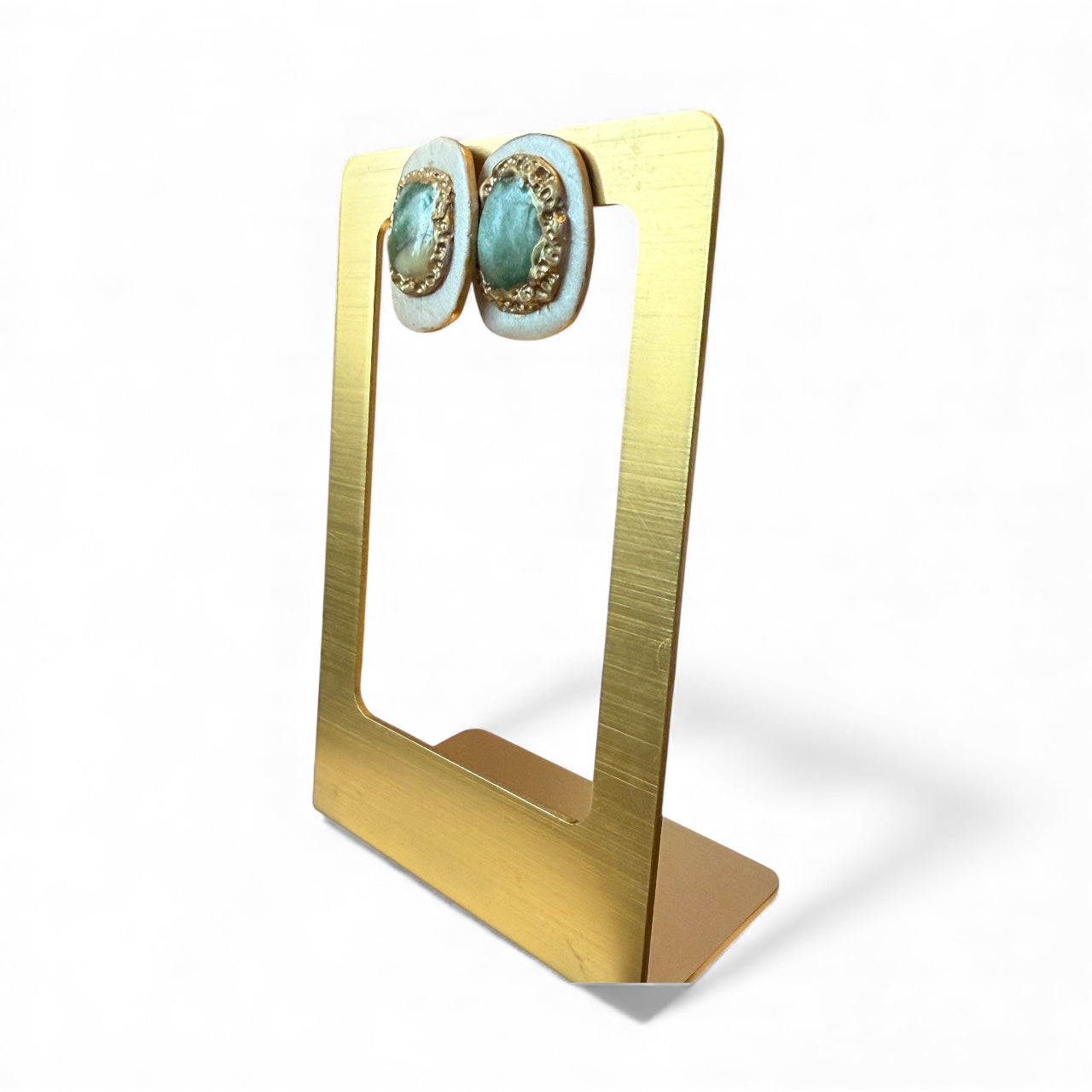 White Green Pearl Earrings