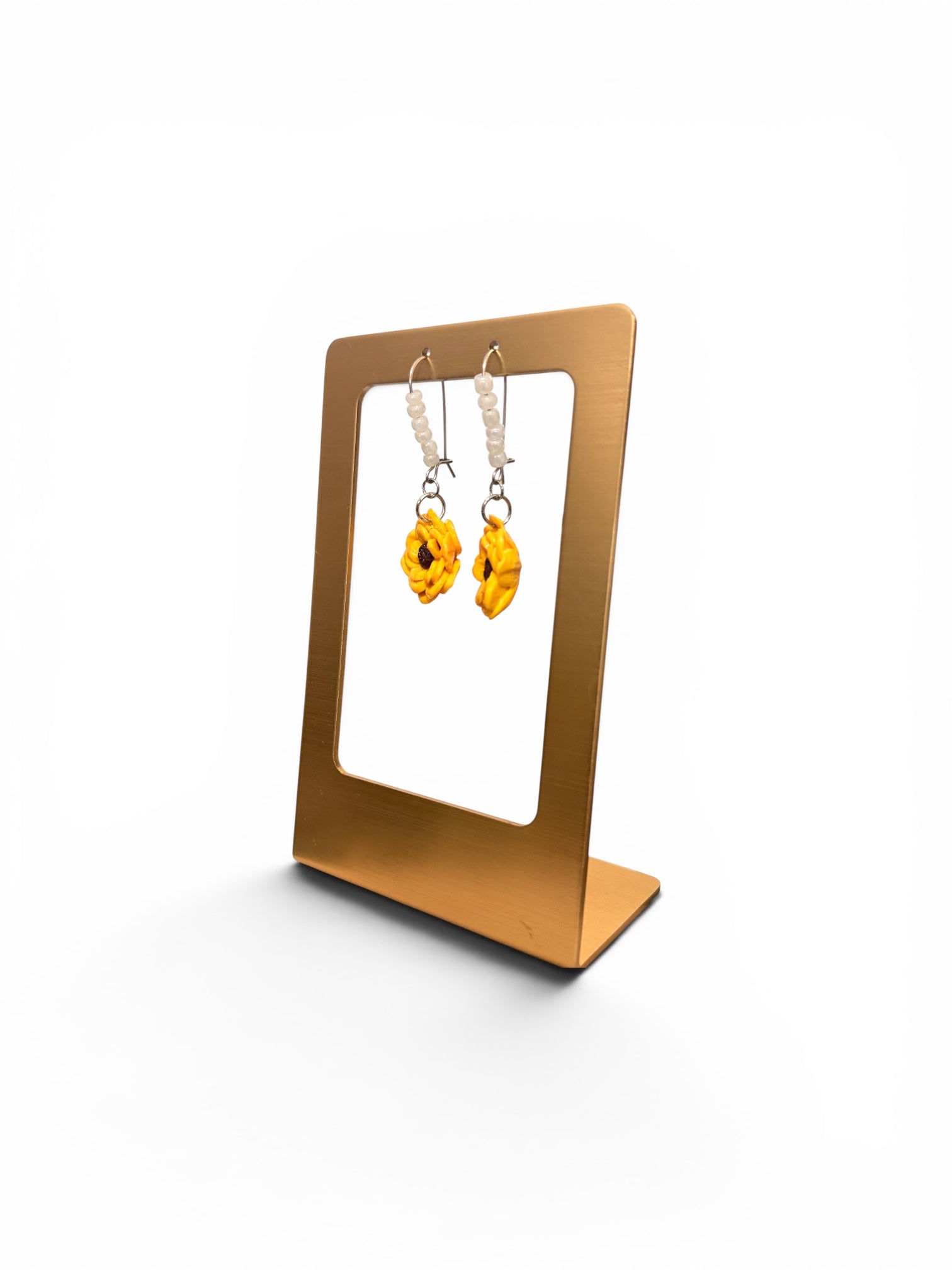Golden Sunflower Pearl Dangles