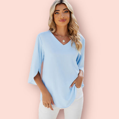 Made Just For You! V-Neck Three-Quarter Sleeve Top