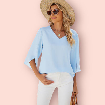 Made Just For You! V-Neck Three-Quarter Sleeve Top