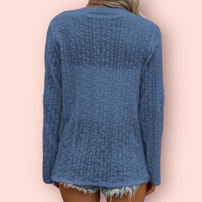 Made Just For You! Eyelet Roll-Tab Sleeve Cardigan