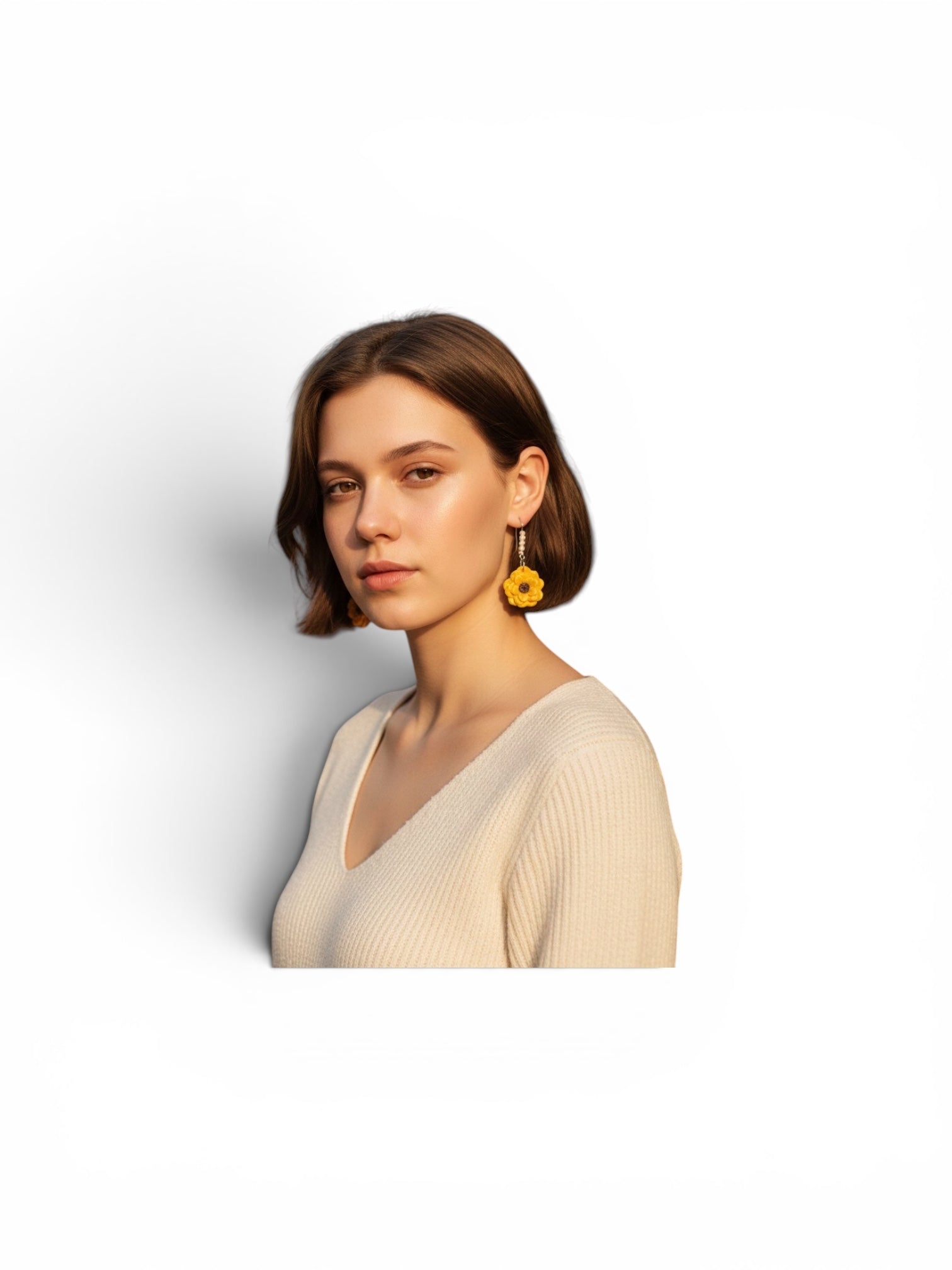 Golden Sunflower Pearl Dangles