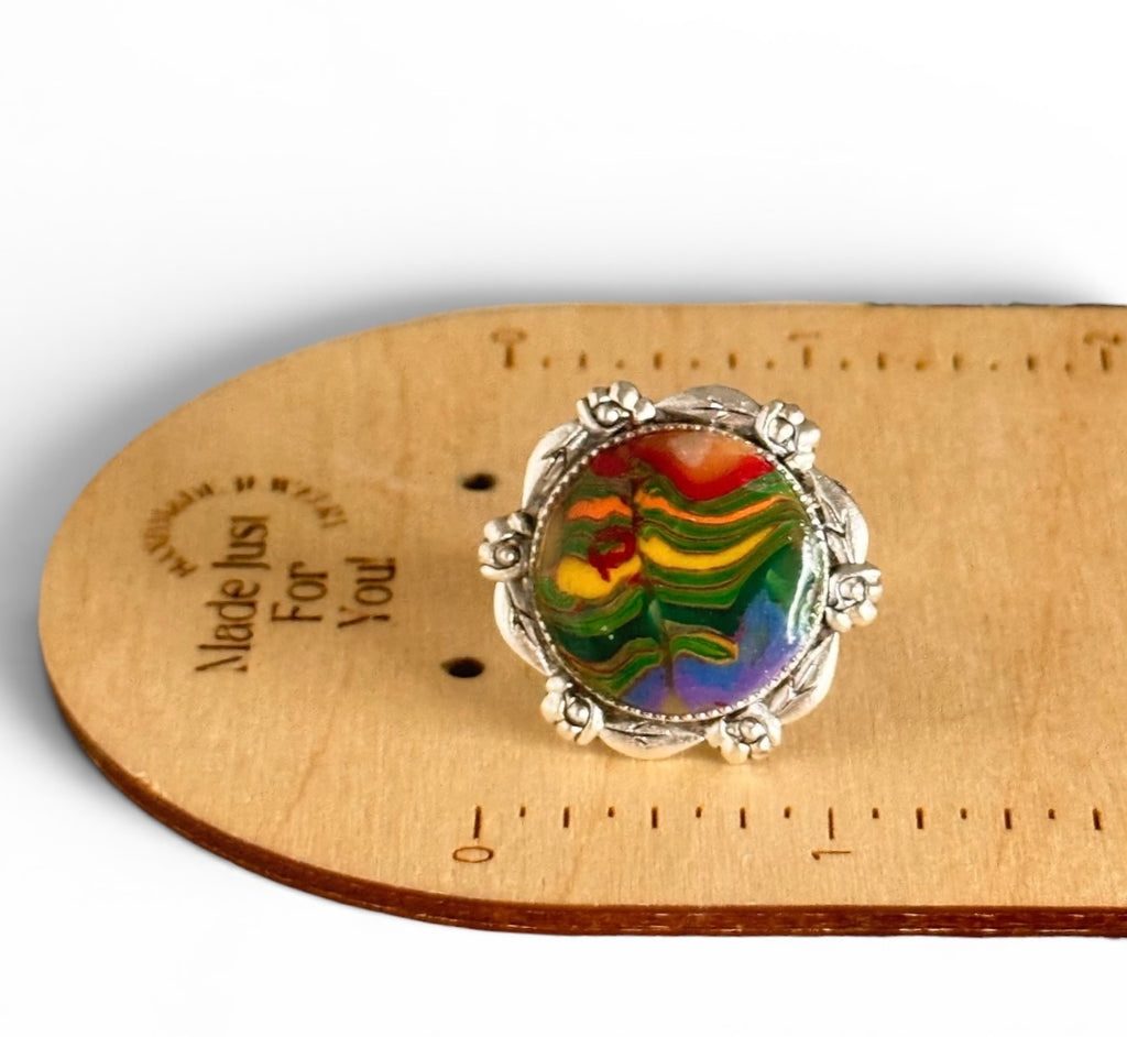 Rainbow Mosaic Adjustable Ring