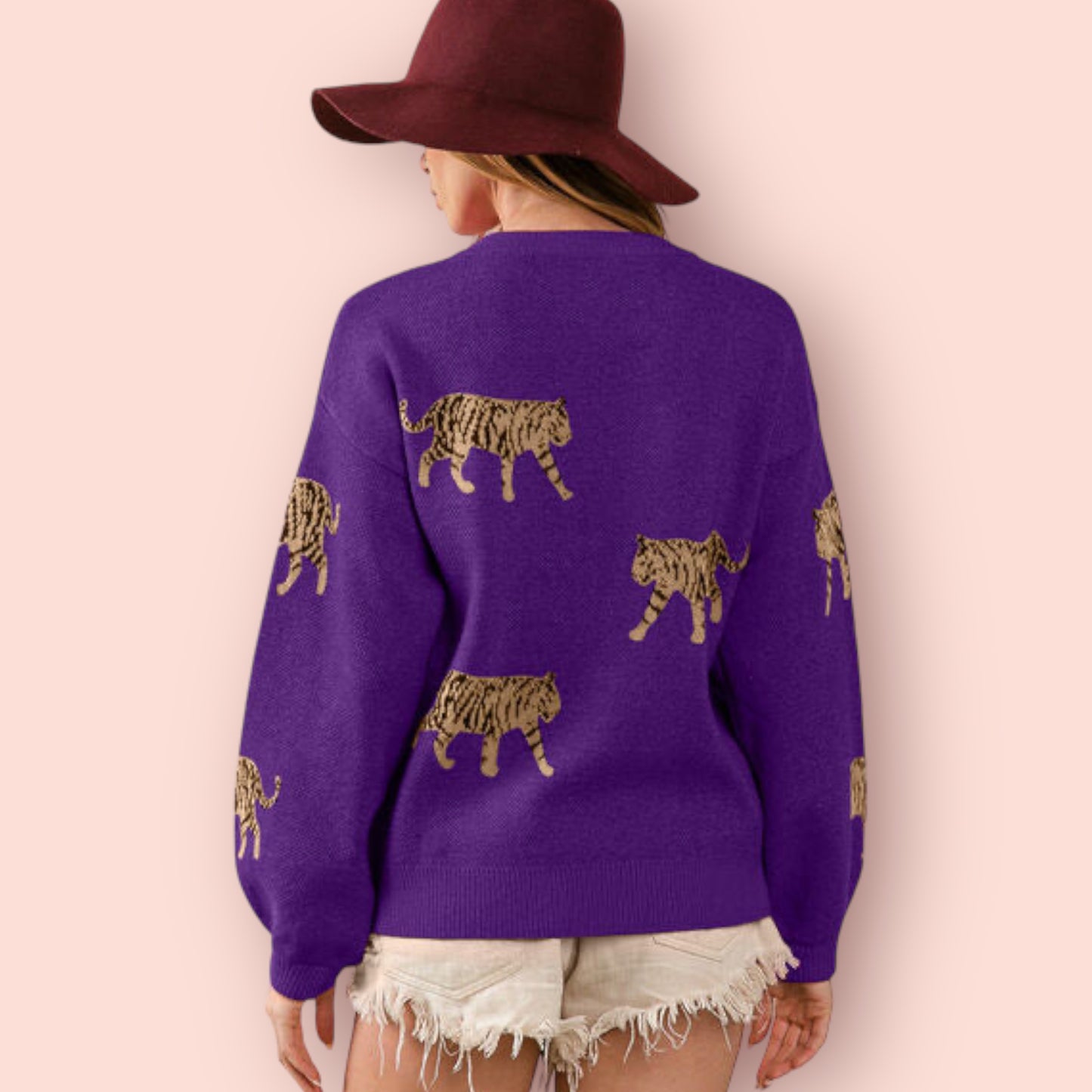 Made Just For You! BiBi Tiger Pattern Long Sleeve Sweater