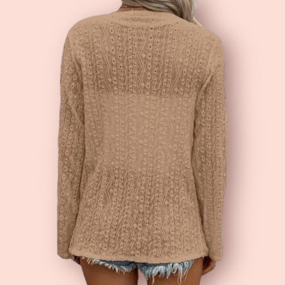 Made Just For You! Eyelet Roll-Tab Sleeve Cardigan