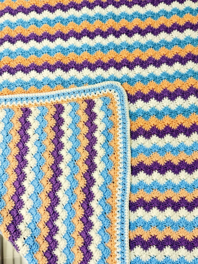 Pastel Shell Crochet Blanket – Full Size