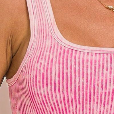 Made Just For You! Zenana Ribbed Square Neck Wide Strap Tank