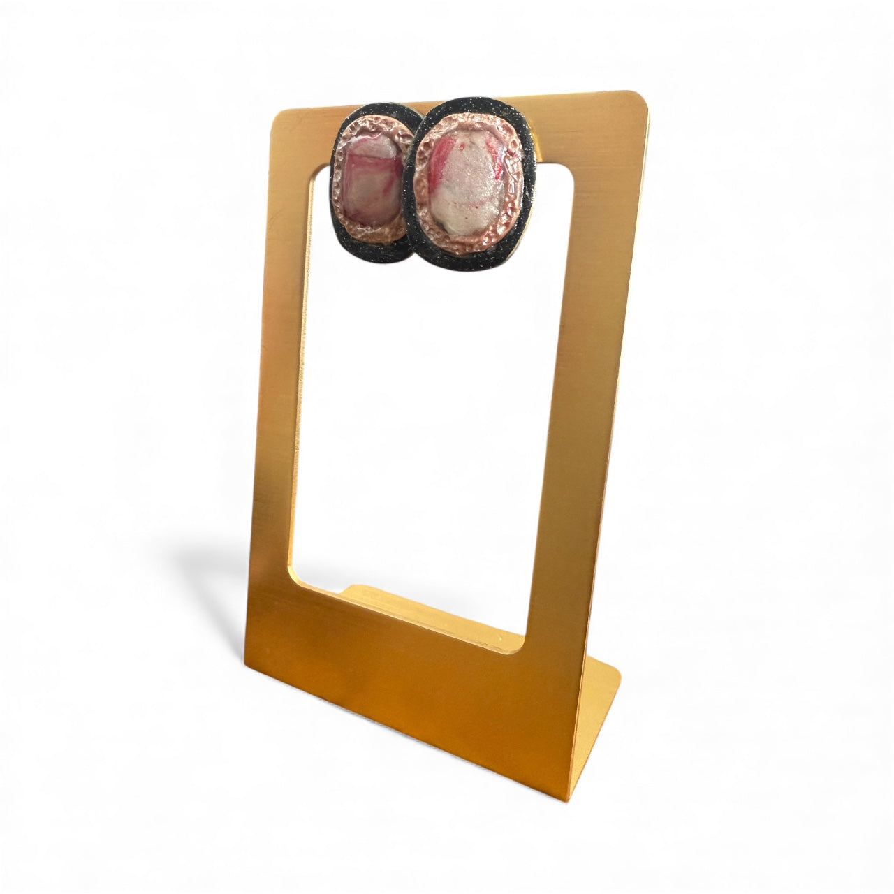 Pearly Black Marble Earrings