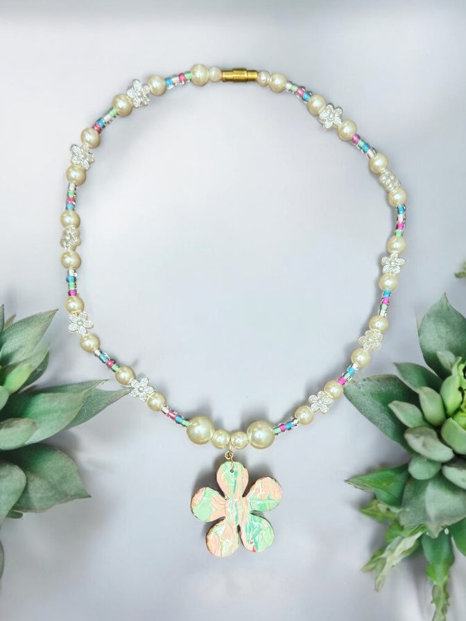 Pastel Bloom Pearl Necklace