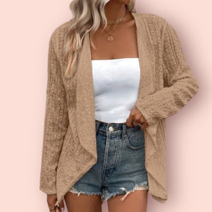 Made Just For You! Eyelet Roll-Tab Sleeve Cardigan