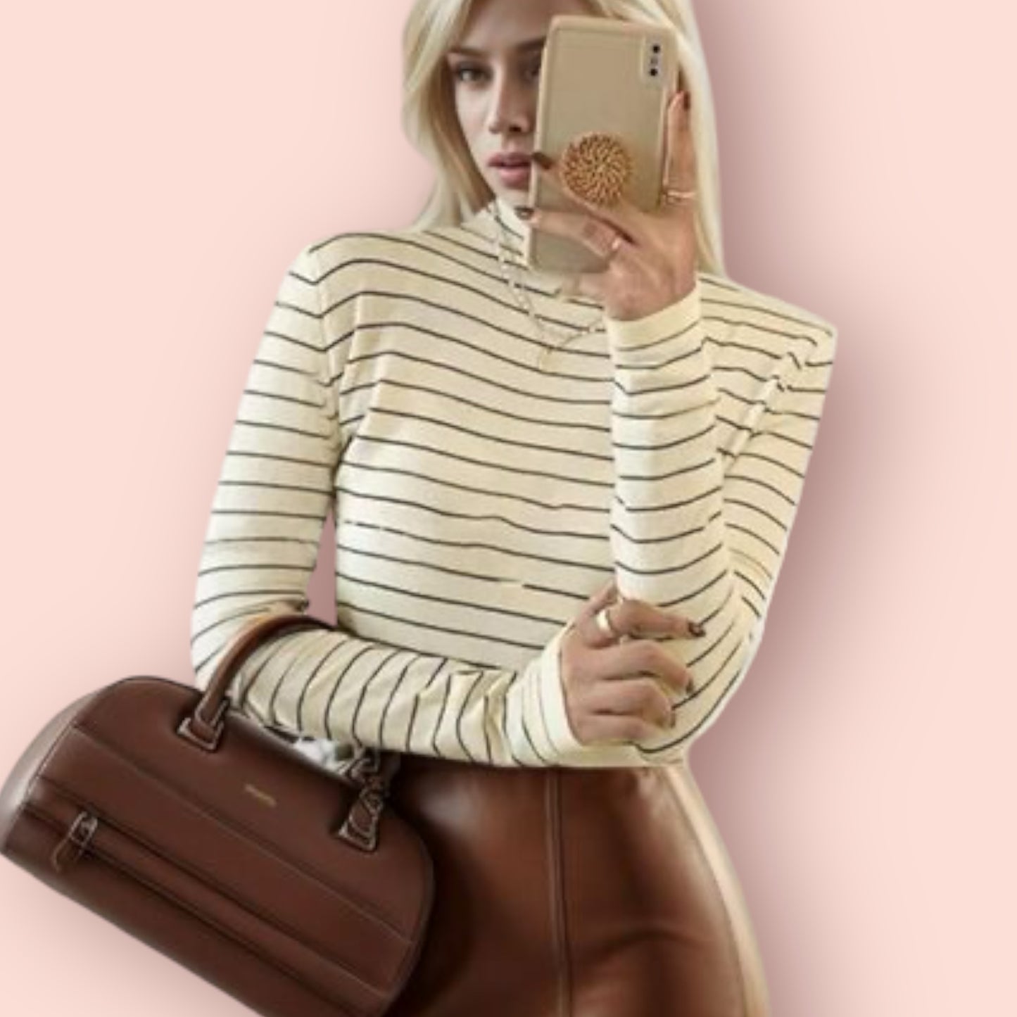 Made Just For You! Striped Turtleneck Long Sleeve Shirt