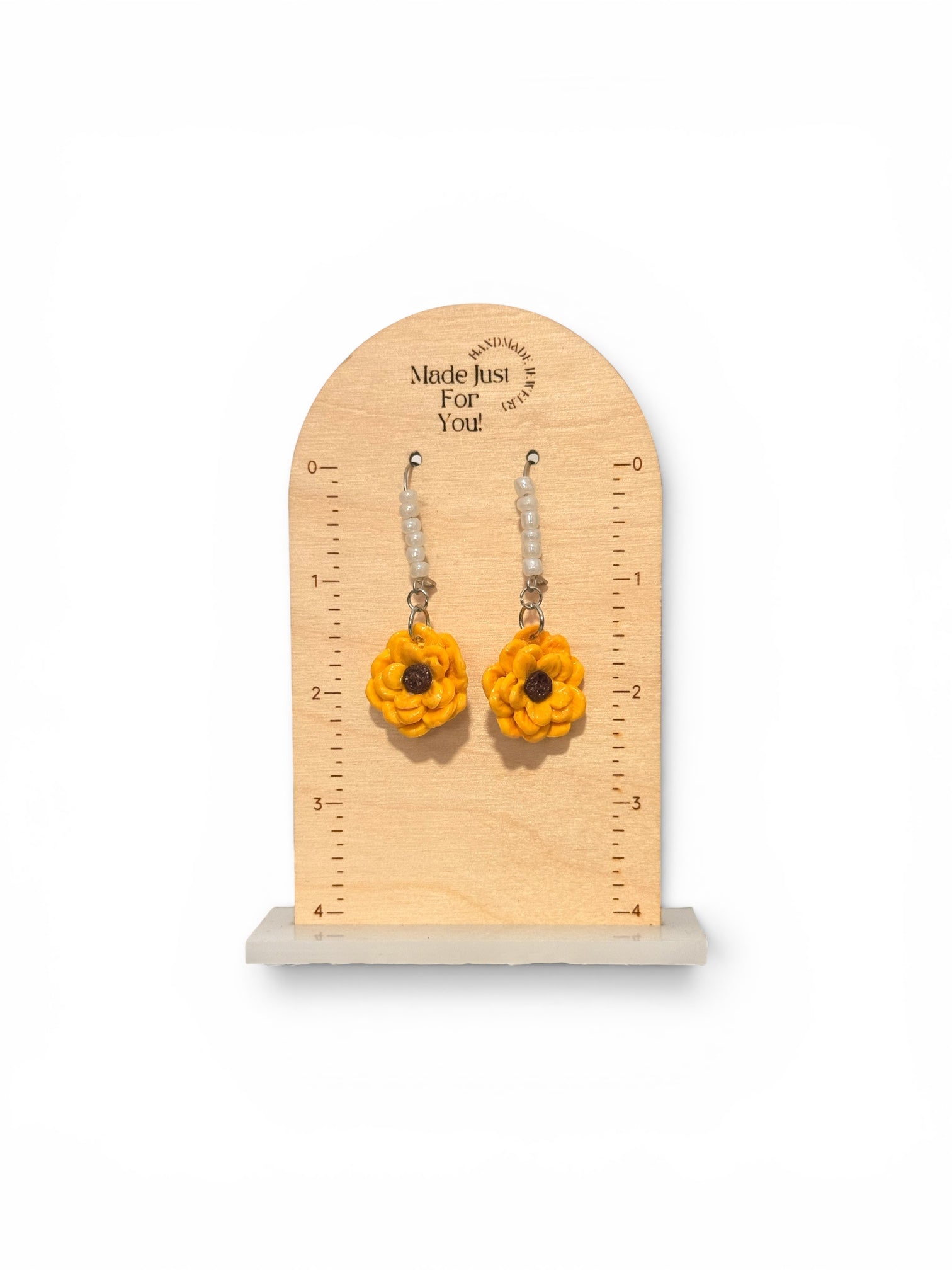 Golden Sunflower Pearl Dangles
