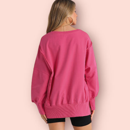 Made Just For You! Pink Round Neck Sweatshirt