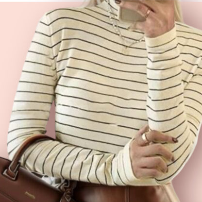 Made Just For You! Striped Turtleneck Long Sleeve Shirt