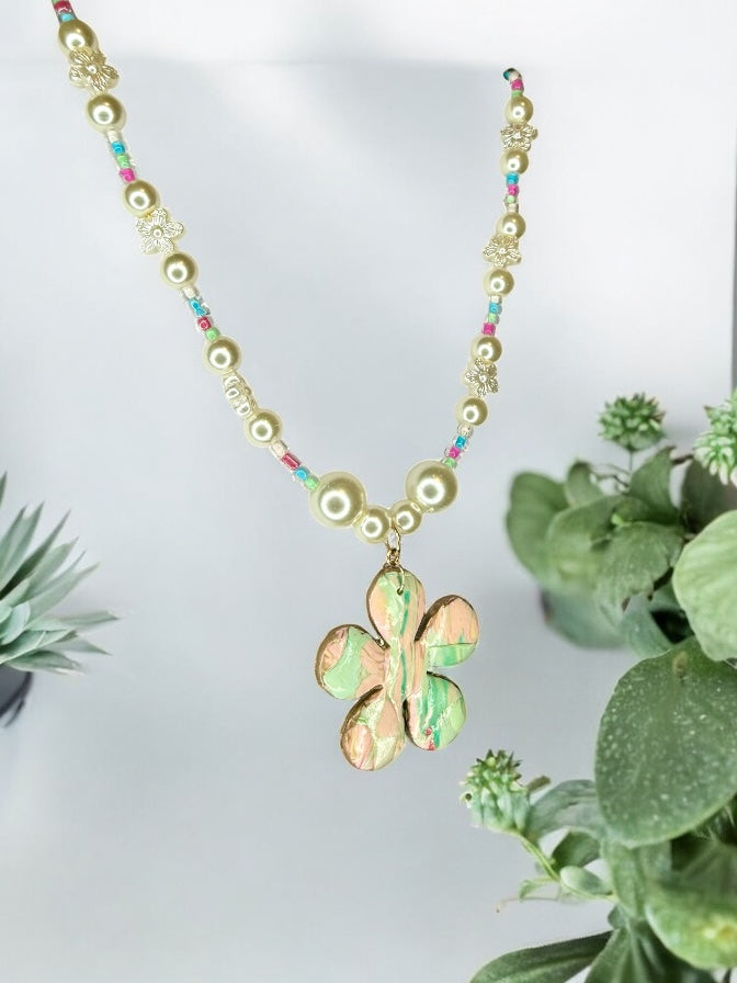 Pastel Bloom Pearl Necklace