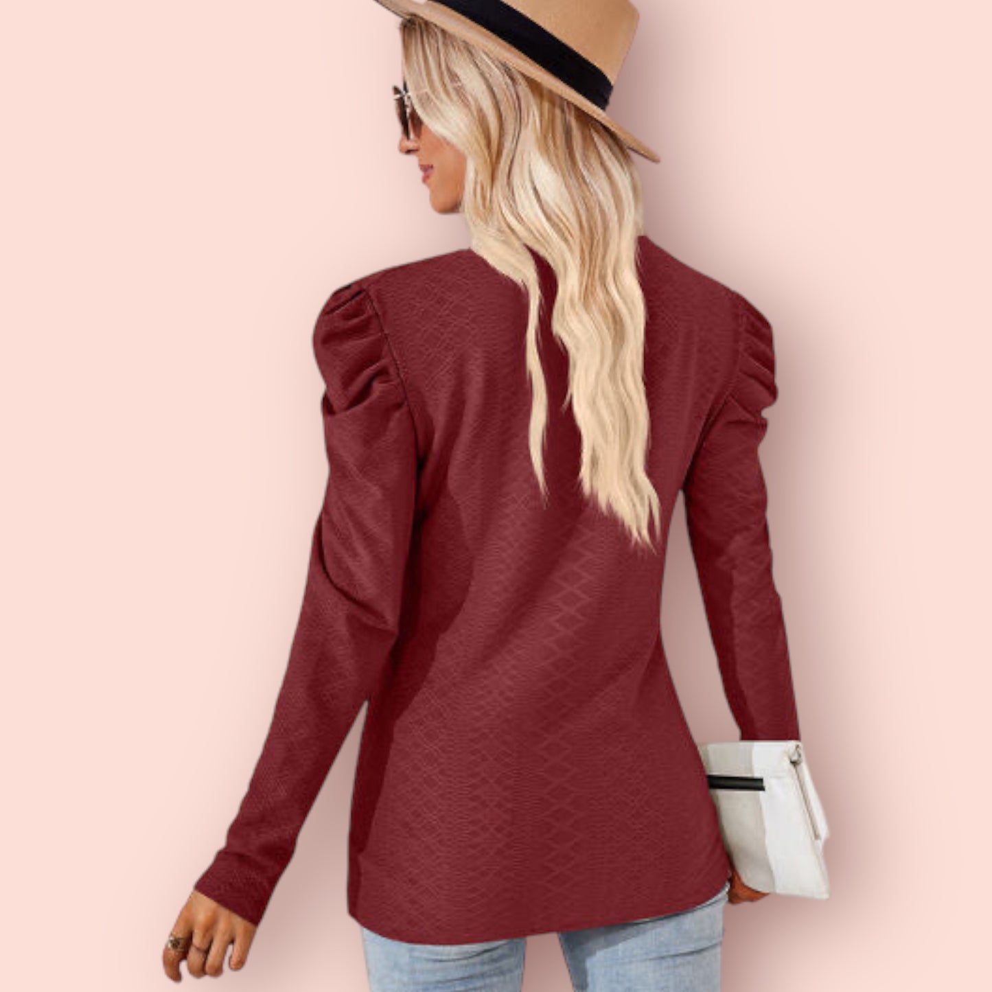 Made Just For You! Round Neck Puff Sleeve Blouse