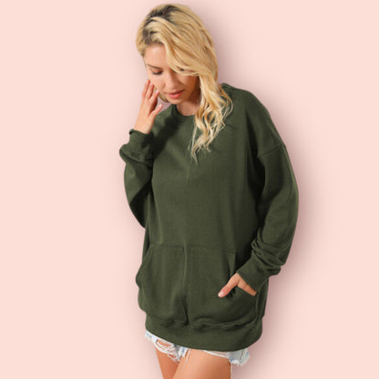 Made Just For You! Pocketed Round Neck Sweatshirt