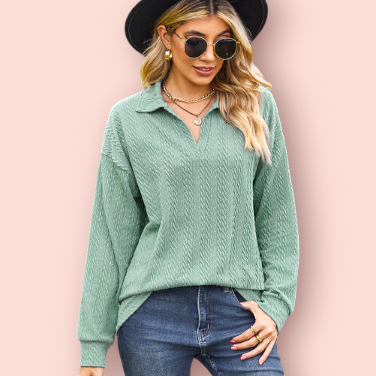 Made Just For You! Collar Dropped Blouse