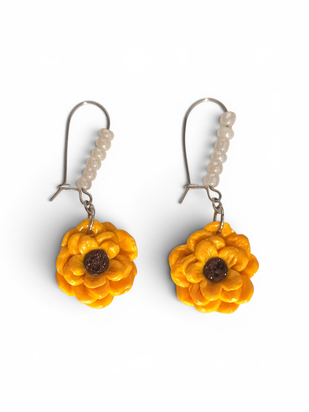 Golden Sunflower Pearl Dangles