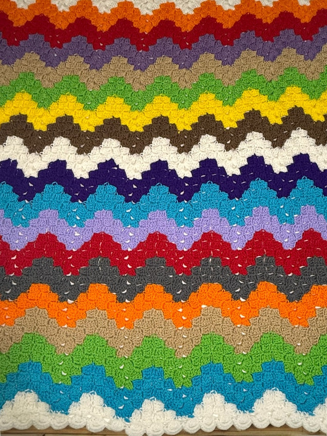 Color Burst Crochet Blanket- Full Size