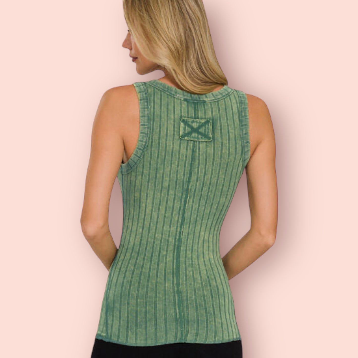 Made Just For You! Zenana Washed Ribbed Half Snap Henry Tank